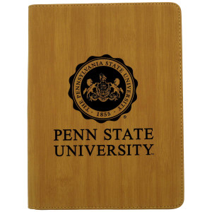 bamboo look portfolio with engraved Penn State University and Seal